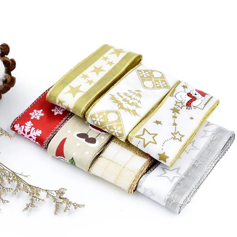 Печать Атласная Лента Гро ленты Снежинка звезда органза лента для DIY