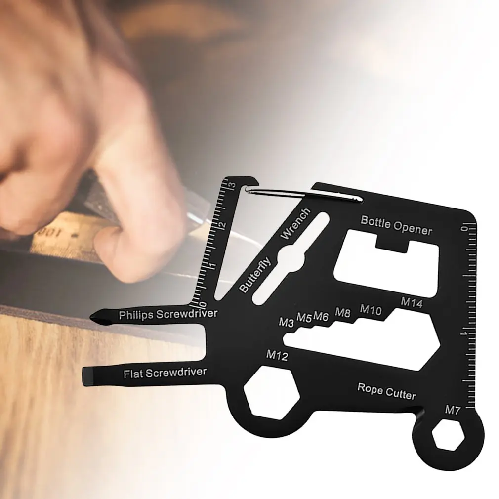 

2021 Multifunctionele Rvs Tool Card Vorkheftruck Type Outdoor Camping Survival Combinatie Tool Multitool Mes Set