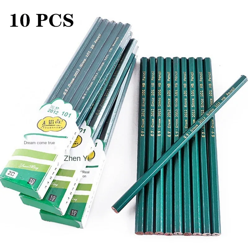 10 Pcs 2B Drawing Pencil HB Learning Writing Pencil School Supplies Drawing with The Pen Set Wood Cn(origin) Hexagon 177mm HB/2B