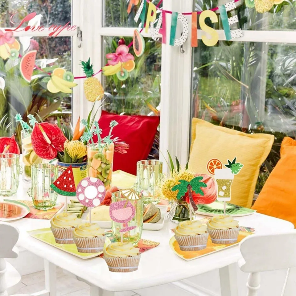 Топперы для капкейков в виде ананаса пальм и фламинго 1 комплект | Дом сад