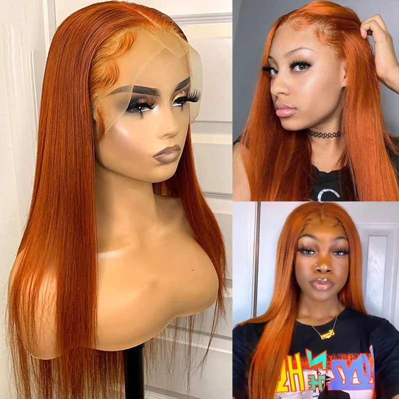 Парик из человеческих волос Orange Ginger HD с фронтальной сеткой парики для женщин