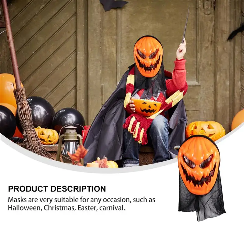 

2pcs Halloween Gauze Pumpkin Mask Scary Ghost Mask Orange Pumpkin Mask