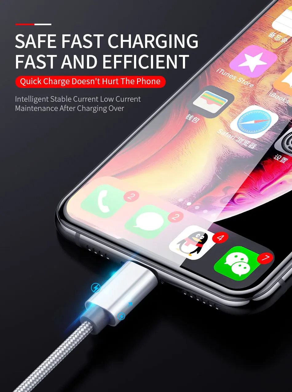 ROCK USB кабель для iPhone 11 Max Pro XR Xs X 7 8 Plus 6 6S 5 usb кабель для зарядки и синхронизации данных для iPad iOS кабель для зарядки мобильных телефонов