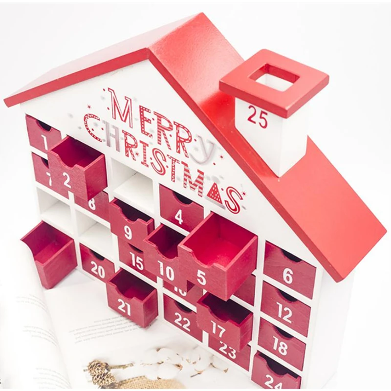 Рождественский домик в форме рождественского календаря деревянный ящик для