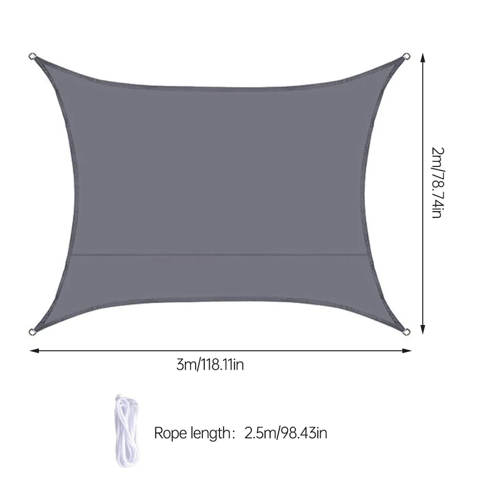 

Sun Shade Sail Garden UV Protection Waterproof Awning Canopy With Hardware Kit 3x2m Grey Garden Sunscreen Awning Hardware Kit