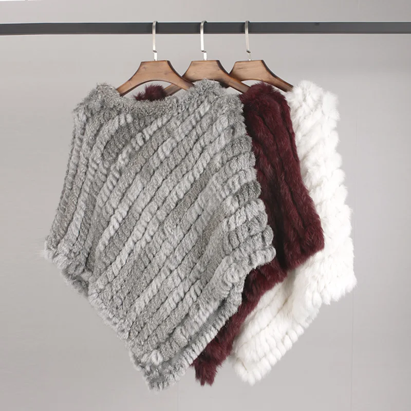 Женское винтажное пончо из натурального кроличьего меха женская вязаная накидка
