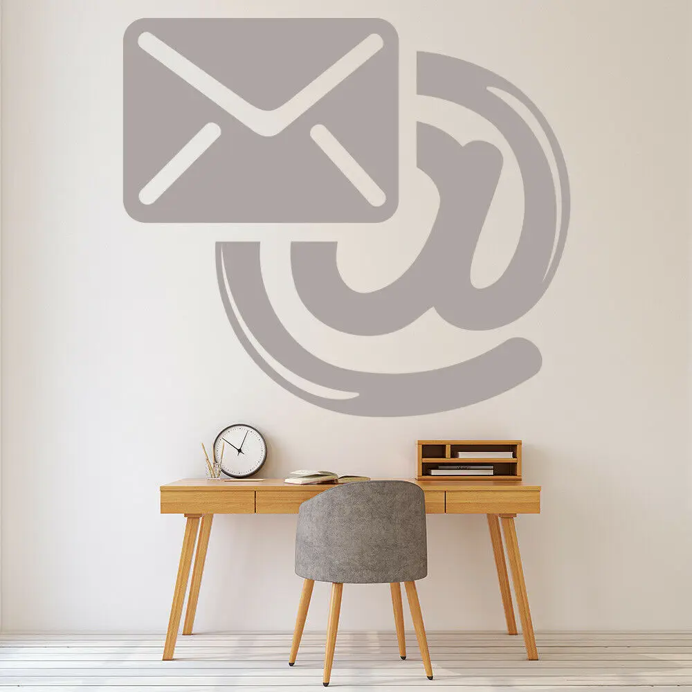 Наклейка на стену с электронной почтой "Email Logo Wall Sticker Simple Wallpaper Vinyl Door Window Decals Office Studio Interior Decor Removable Single Color Mural Q051 on".