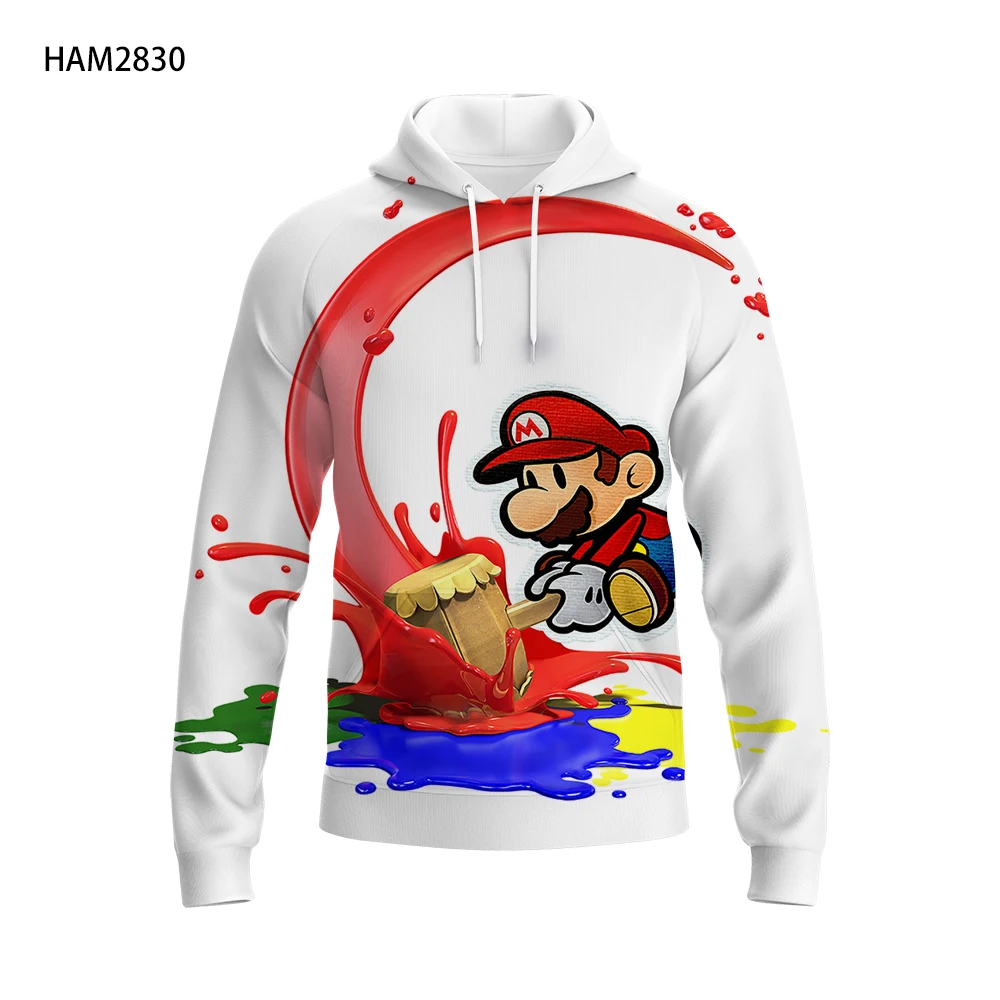3D Mario Bros. Свитер с мультипликационным принтом Супер Марио в стиле Харадзюку