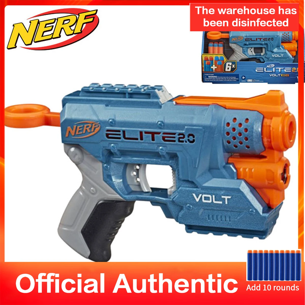 

NERF Elite 2.0 Volt SD 1 Blaster 6inch Light Beam Targeting 2 Dart Storage 2 Tactical Rails for Battle Games Toys for Kids E9953