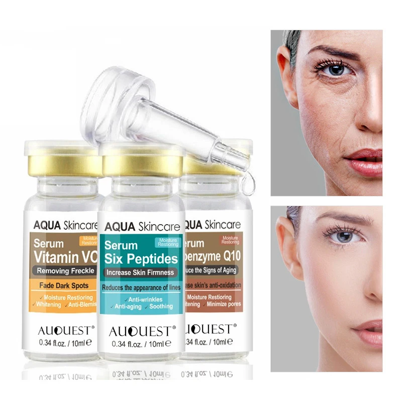 

3PCS VC/Hexapeptide/Coenzyme Q10 Stock Solution Face Serum Moisturizing Whitening Anti-wrinkle Essence Shrink Pores Skin Care