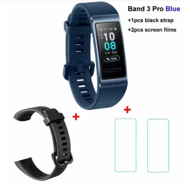 3P Blue N blk n film Huawei Band 3 Pro Band 3 Смарт-браслет 3 0,95 дюймов трекер для плавания Водонепроницаемый Bluetooth фитнес-трекер сенсорный экран - Цвет: 3P Blue N blk n film