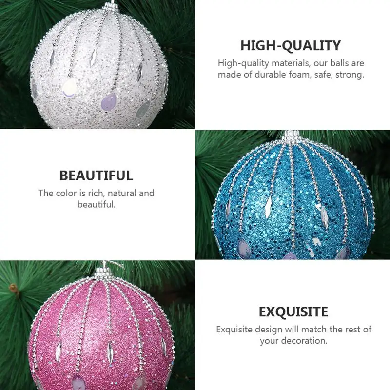 

2PCS Shiny Portable Delicate Hanging Ball Xmas Ball Tree Ball For Decoration Christmas Ornament