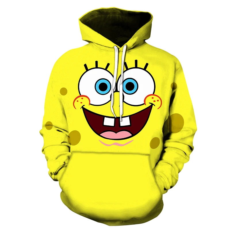 

2021 New Fun Yellow Bob Hoodie Men Sponge Home Print 3D Hoodie Sweatshirt Men Anime Cartoon Pullover Unisex Hoodie