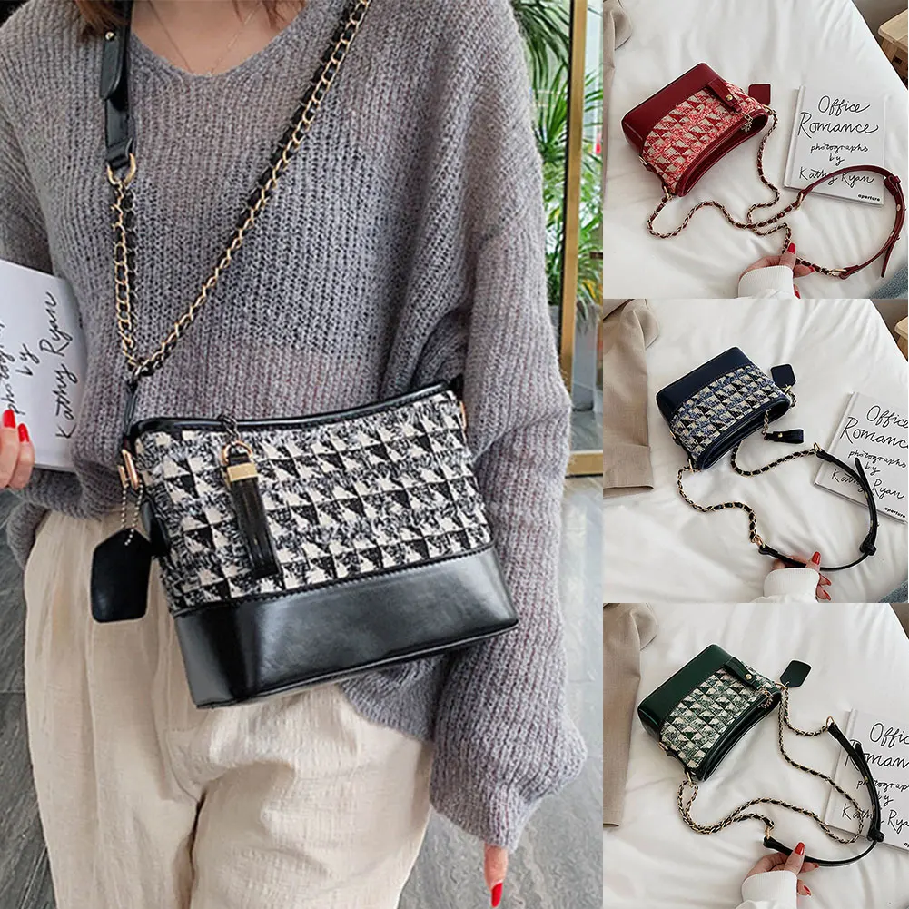 

Women Lady Shoulder Crossbody Bag Fashional Chain PU Leather Zipper Bags For Mobile Phone Keys