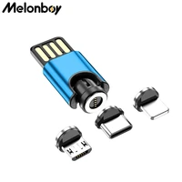 melonboy 540 rotation mini magnetic adapter 3a fast charging magnetic charger usb data type c micro usb charging device adapter