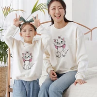 disney family look outfits white aristocats cartoon print sweatshirts comfort tops harajuku style pullover parent child hoodies
