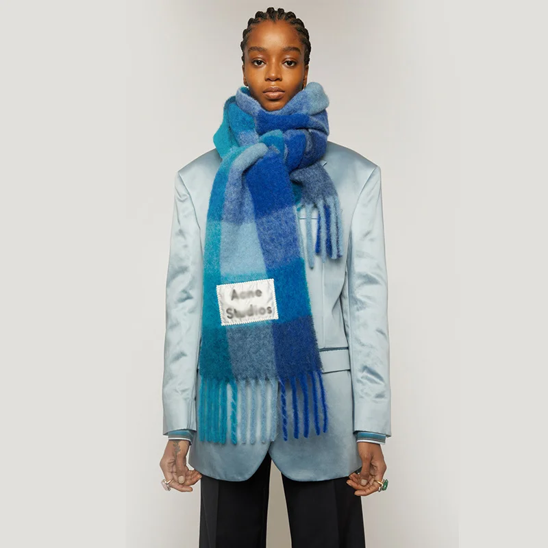 

Кашемировый шарф, Женская шаль, утолщенный клетчатый кашемировый шарф от акне на осень и зиму, женский шарф