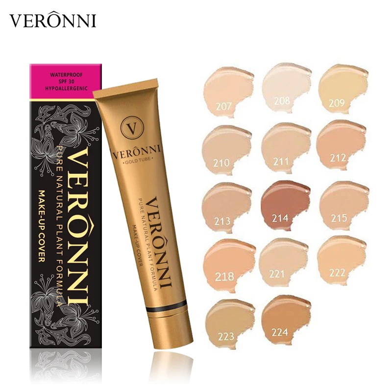 VERONNI Cream Makeup Full Cover Face Concealer Waterproof Liquid Eye Dark Circles 14 Colors Corrector Base Cosmetics | Красота и