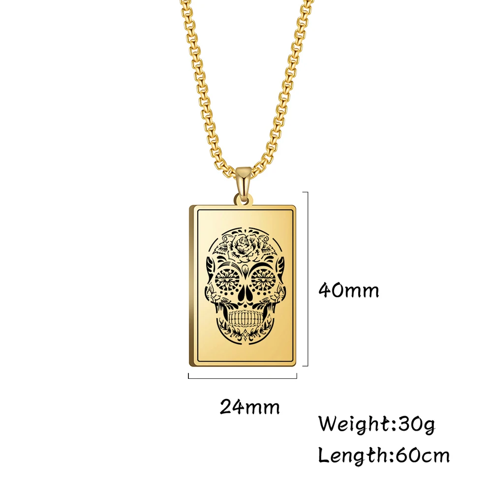

My Shape Goth Stainless Steel Skeleton Necklaces for Men Women Vintage Jewelry Pendant Necklace Link Box Chain bijoux collar