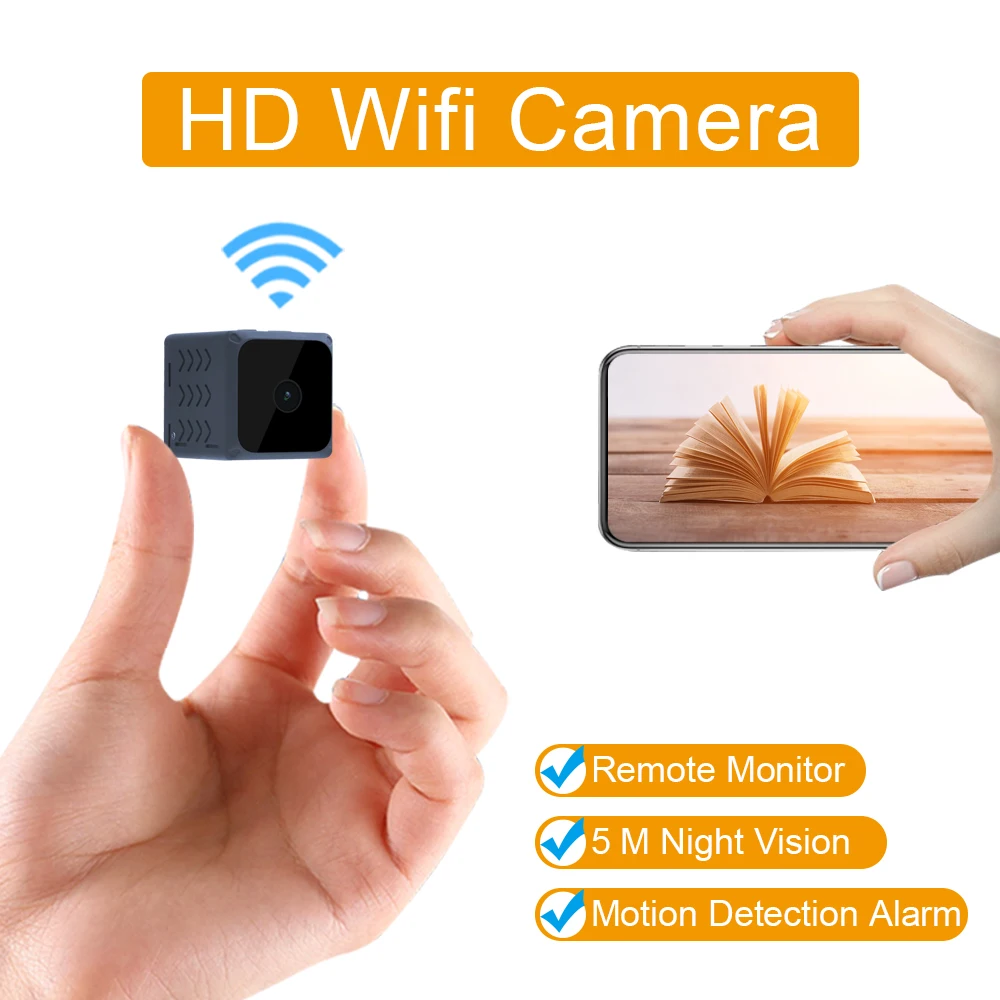 Миниатюрная Wi Fi камера домашняя наблюдения с ночным видением 1080P беспроводная