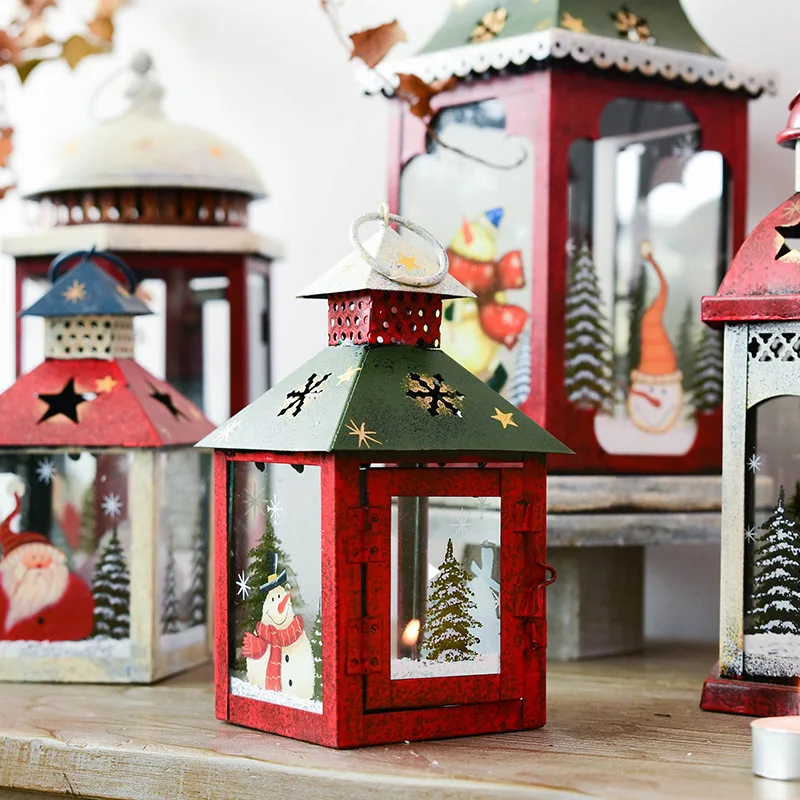 

Рождество Ретро кованого железа стеклянный подсвечник украшения декоративные украшения Рождественский подарок ужин при свечах Свадебные ...