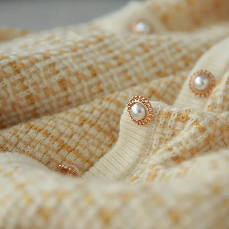 Женский твидовый офисный костюм трикотажный однобортный Кардиган на пуговицах и