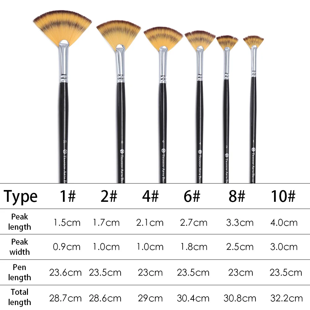 1Pc High Quality Nylon Hair Fan Brush Pen Wooden Handle Acrylic Water Oil Painting Artist Drawing Crafts images - 6