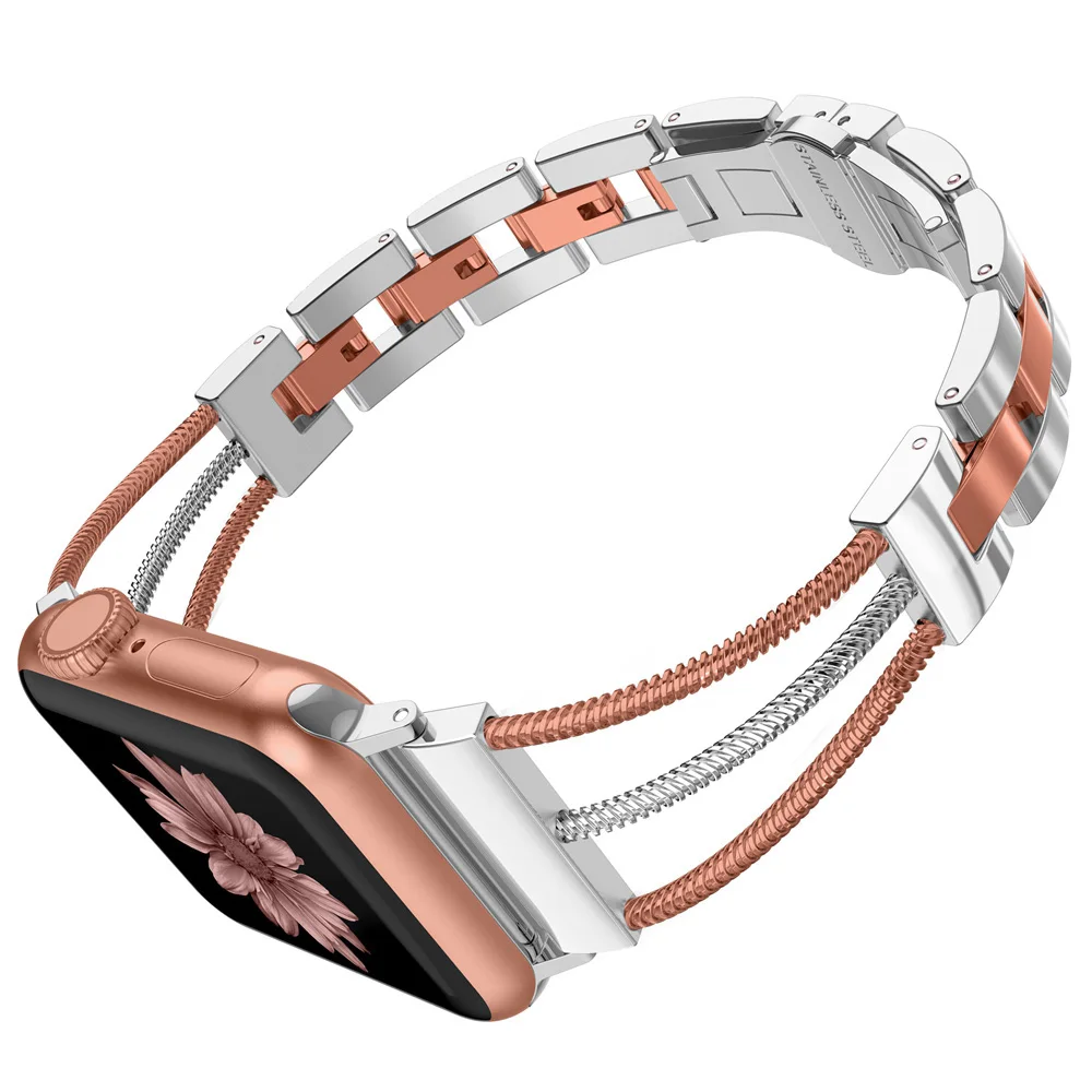 

Женские браслеты из нержавеющей стали с застежкой для iwatch Series 5 4 3 2 1