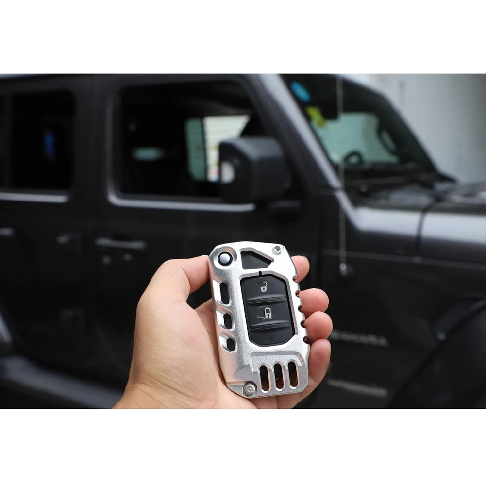 

Parts Car Key Cover Replacement Shell 2pcs Alloy Case For Jeep Wrangler JL JT Gladiator
