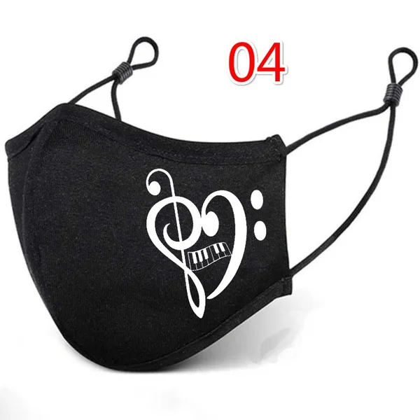Маска для лица многоразовая унисекс тканевая с музыкальным принтом нот фильтром