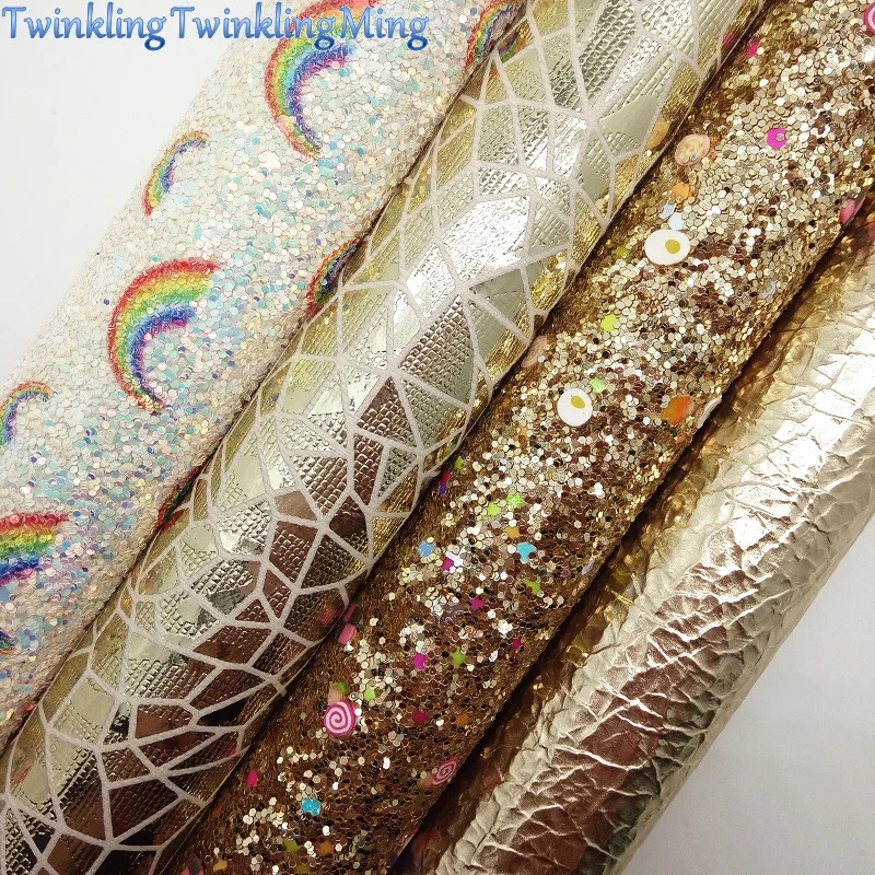 Ткань с золотыми блестками ткань из искусственной кожи металлическим блеском