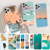 yndfcnb surfboard surfing art surf girl phone case for iphone 13 11 12 pro xs max 8 7 6 6s plus x 5s se 2020 xr case