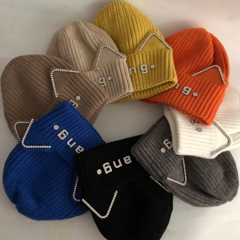 

Casual New Winter Hat Letter Wool Blend Beanies Hats For Women Spring Fashion Wool Warm Skullies Beanies Hats Caps For Men Women