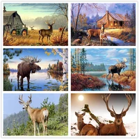 5d diy diamond painting deer animals square round drill mosaic embroidery cross stitch landscape home decorative picture