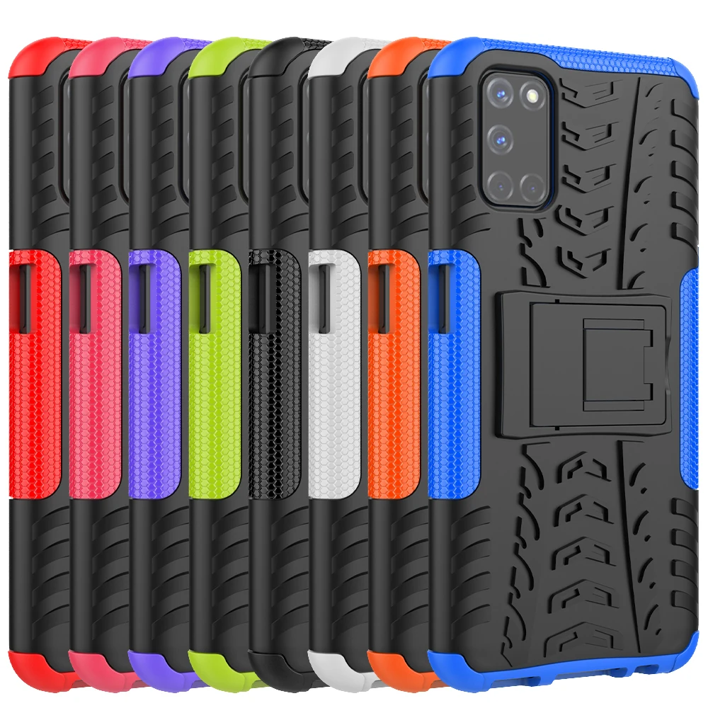 For Oppo A72 Case Cover For Oppo A52 A92 Anti-knock Bumper Heavy Duty Armor Stand Silicone Phone Back Cover Case For Oppo A72
