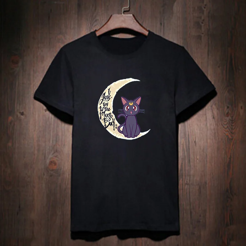 Высококачественная летняя футболка женская с принтом кота Сейлор Мун для