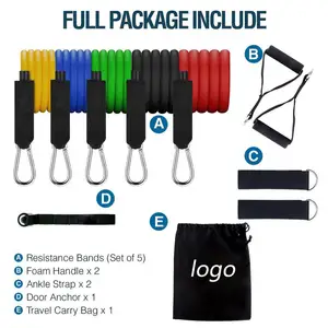 11 шт., набор эластичных лент для фитнеса, тренажеры для тренажерного зала, 5 уровней, эластичные ленты для занятий спортом, домашнее спортивное оборудование, 10-100 фунтов