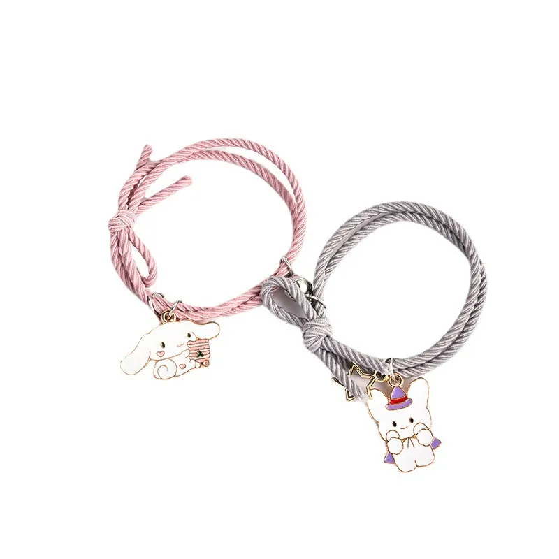 

2pcs/Set Cute Cartoon Couple Bracelet Magnet Ball Hand Men and Women Gift Friendship Charms Elastic Rope Jewelry