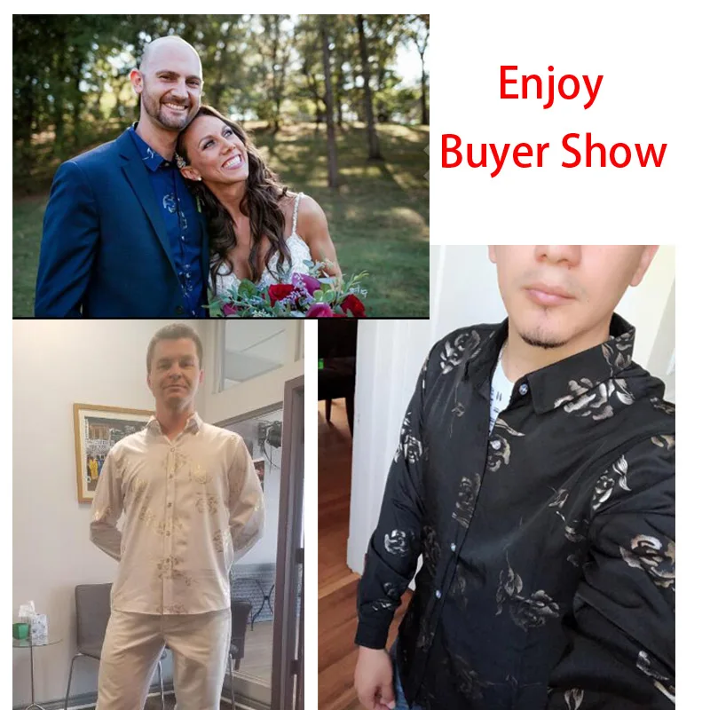 Новинка, мужская рубашка с цветочным принтом, приталенная, Chemise Homme,, роскошная, брендовая, с принтом розы, Мужская одежда, рубашки, Camisa Social Masculina