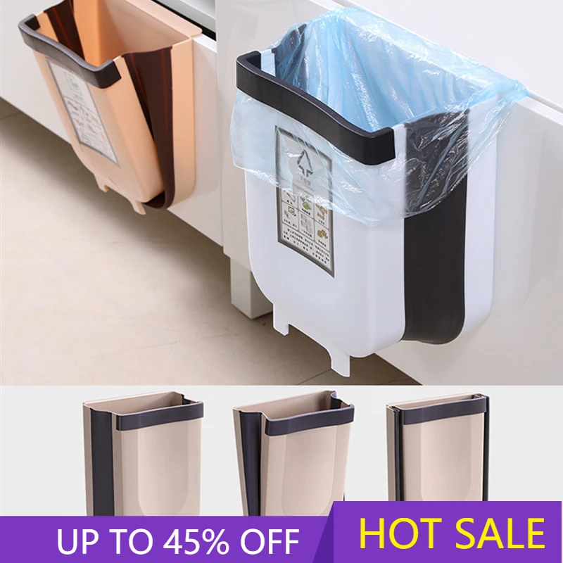 

New Product Folding Wall-mounted Kitchen Trash Can Kitchen Cabinet Trash Door Trailer Trash Can Toilet Trash Storage