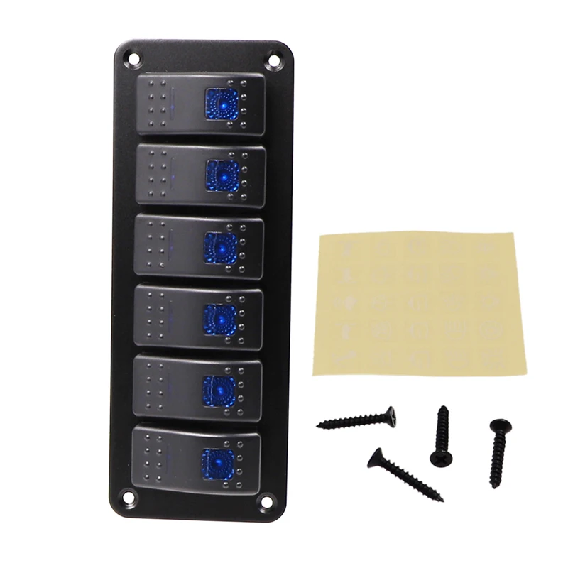 

12 ~ 24 В 6 банд водонепроницаемый переключатель панель с двойной светодиодный светильник из-за автомобилей, грузовиков, лодок, круизных кораб...