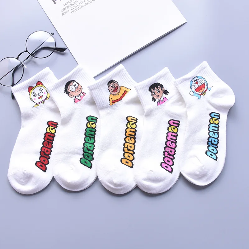10 шт. = 5 пар/лот милые Harajuku белые носки женские летние корейские Micky Mouse Chi bi Maruko
