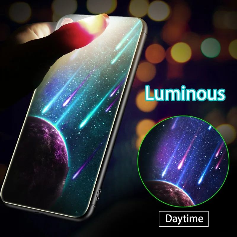 Aveuri светящийся чехол из закаленного стекла для Oneplus 5 5T 6T Coque Роскошный 360 Защитный