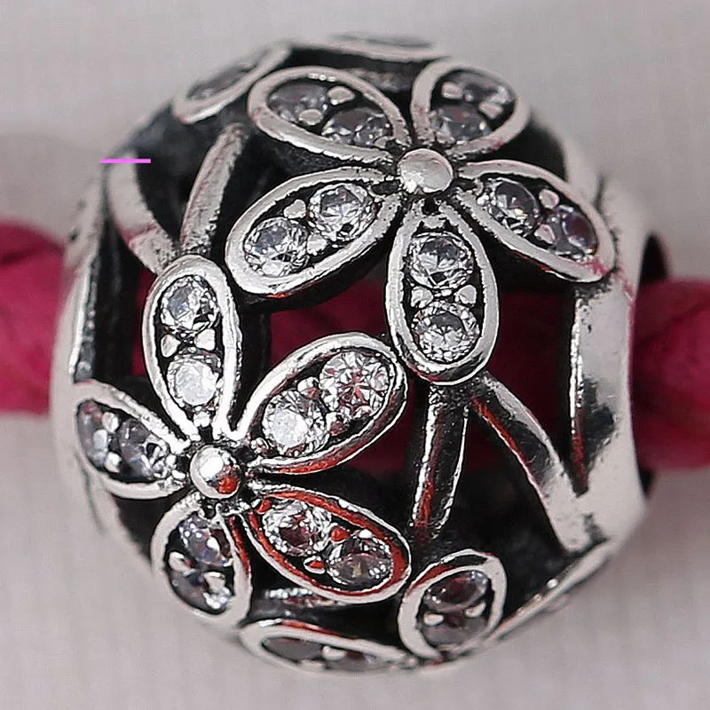

100% 925 Sterling Silver Bead Bright Hollow Daisy Beads Fit Pandora Women Bracelet & Necklace Diy Jewelry