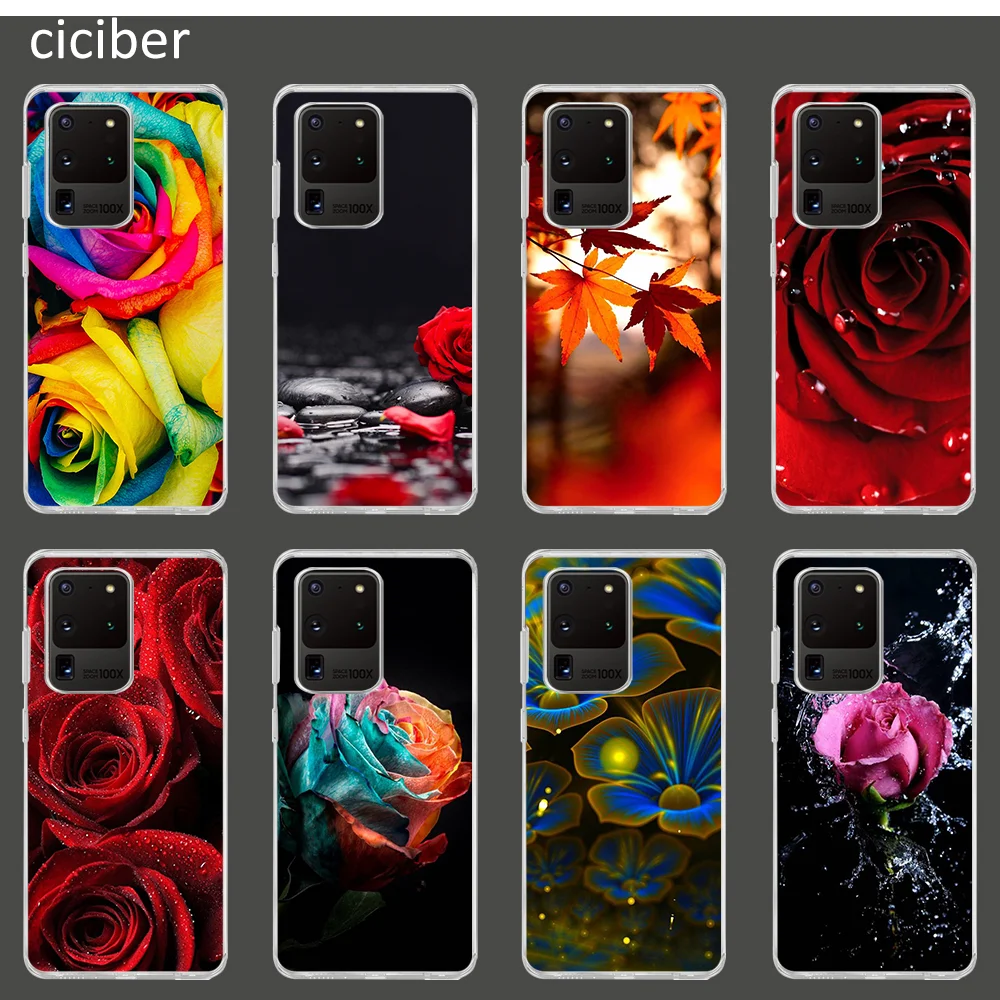 Чехол для телефона с цветочным рисунком розы мягкий чехол Samsung A51 A50 A71 A70 A20 A40 A20E S20