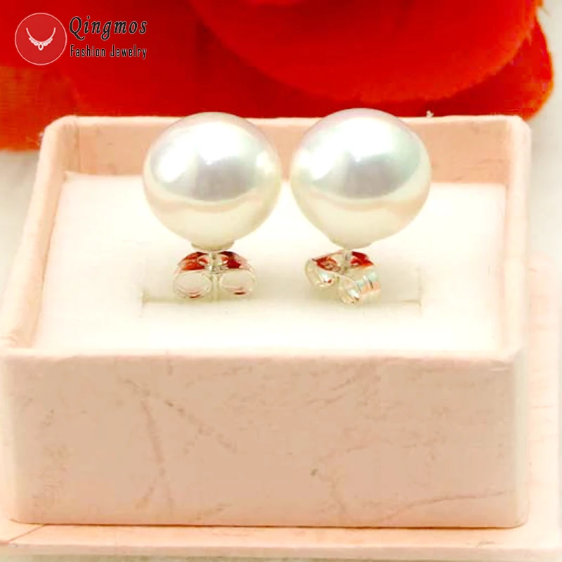 Женские серьги гвоздики с жемчугом 10 мм|earring genie|earring cardearring holder |