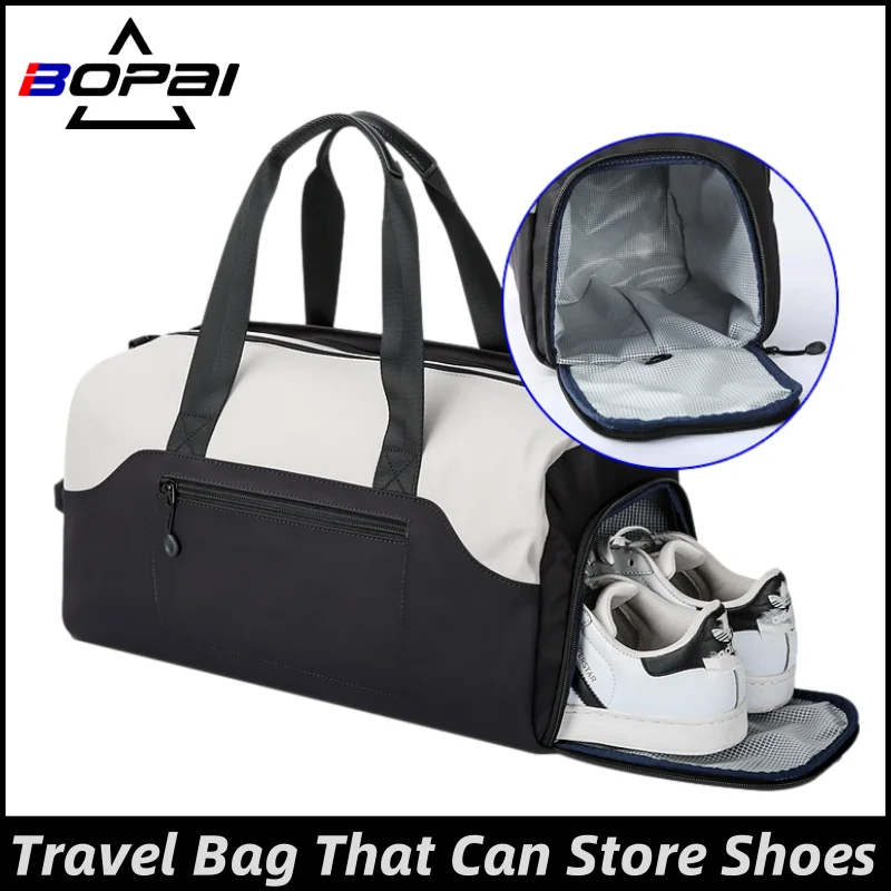 

BOPAI 2021 New Travel Handbag Waterproof Large Capacity Sports Luggage Shoulder Bags Unisex Leisure Duffle Packs To Store Shoes