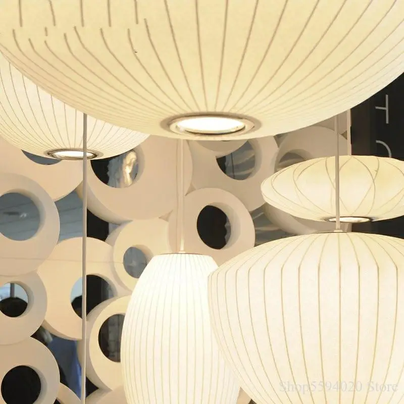 Японская шелковая/Тканевая Люстра для зала бара магазина одежды Подвесная лампа