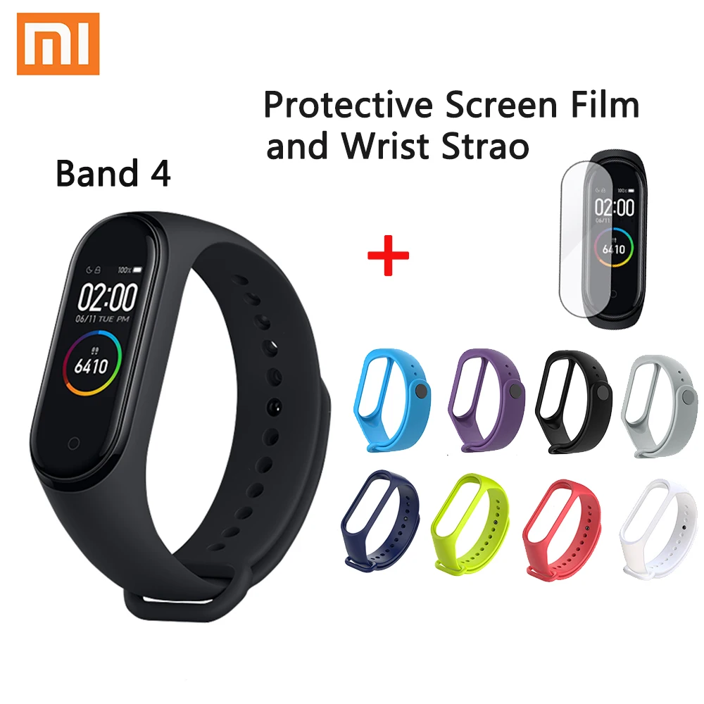 Оригинальный Xiaomi mi Band 4 Smart band 3 Цвета экран браслет пульсометр фитнес музыка Bluetooth