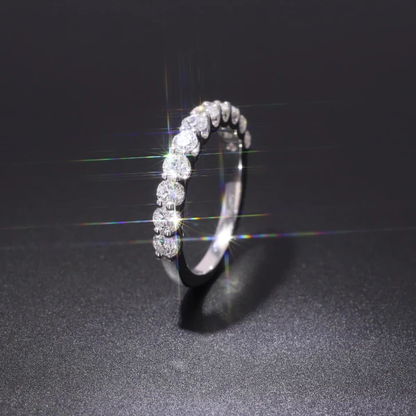 Женское обручальное кольцо из белого золота 14 карат Half Eternity 2 8 мм DEF цвета круглое